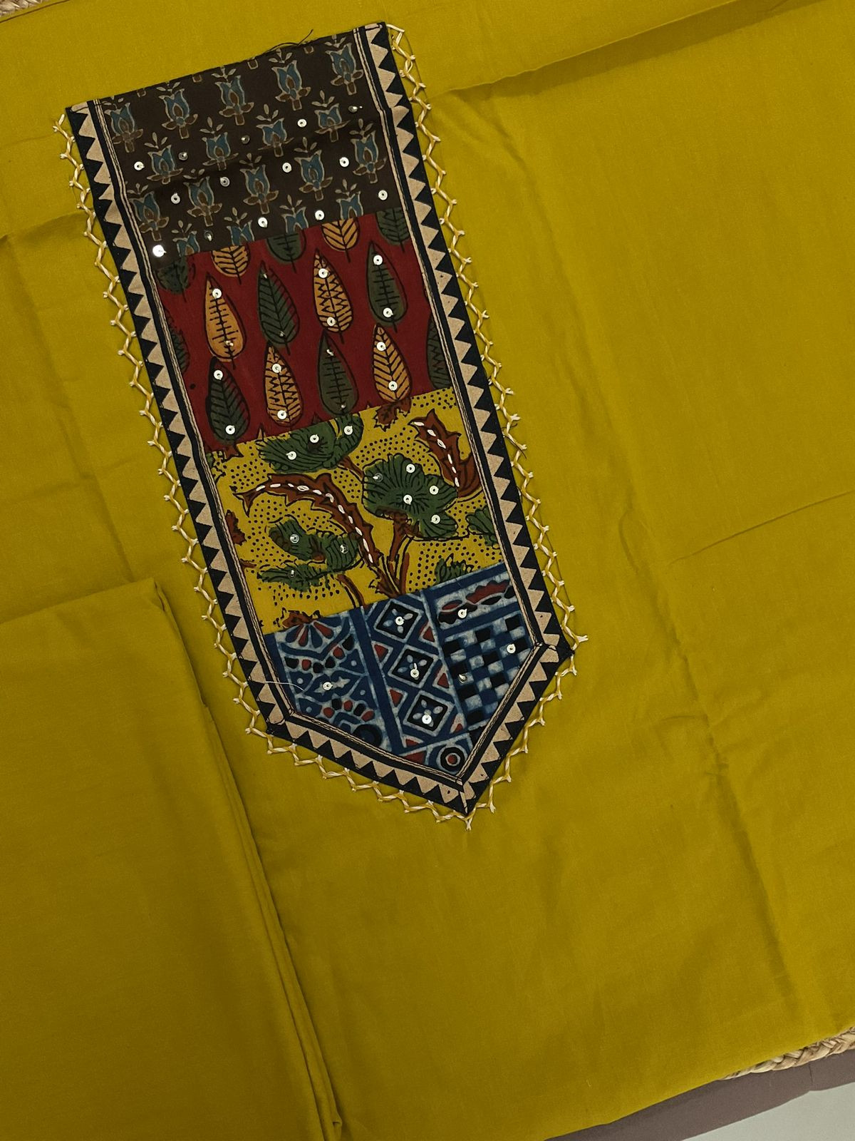 Pure Cotton Printed Embroidered Suit - Yellow