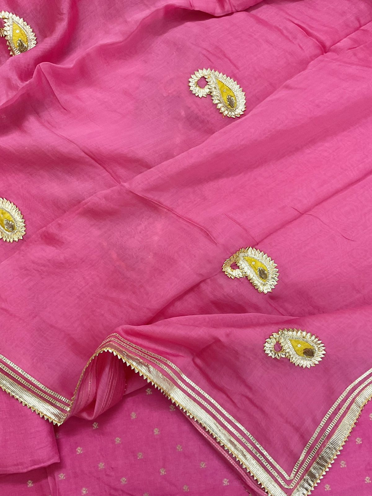 Soft Dola Silk Banarasi Weaved Embroidered Suit - Pink