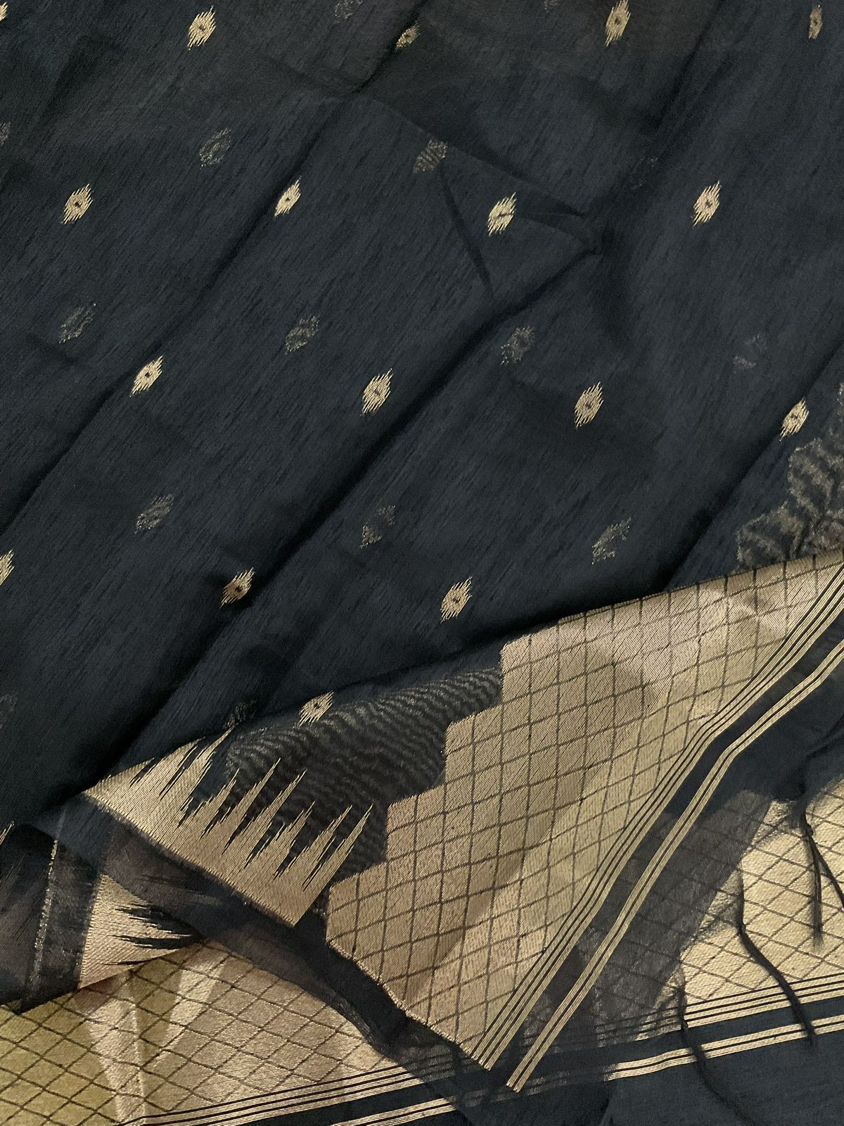 Soft Linen Chanderi Banarasi Weaved Suit - Black