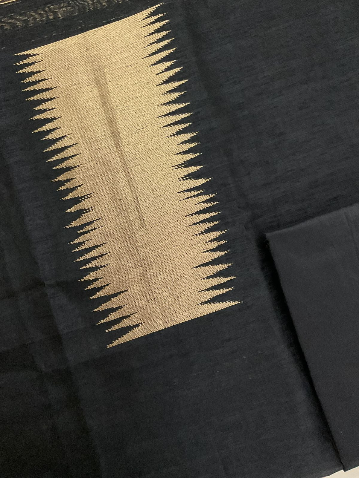 Soft Linen Chanderi Banarasi Weaved Suit - Black