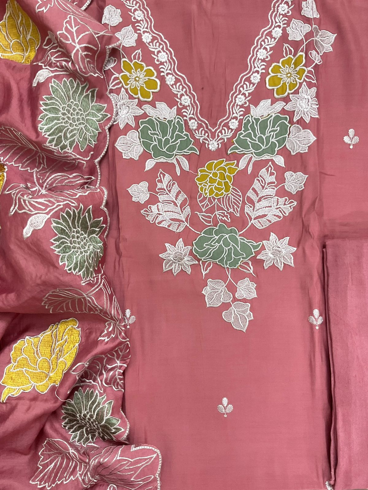 Soft Muslin Embroidered Suit - Pink