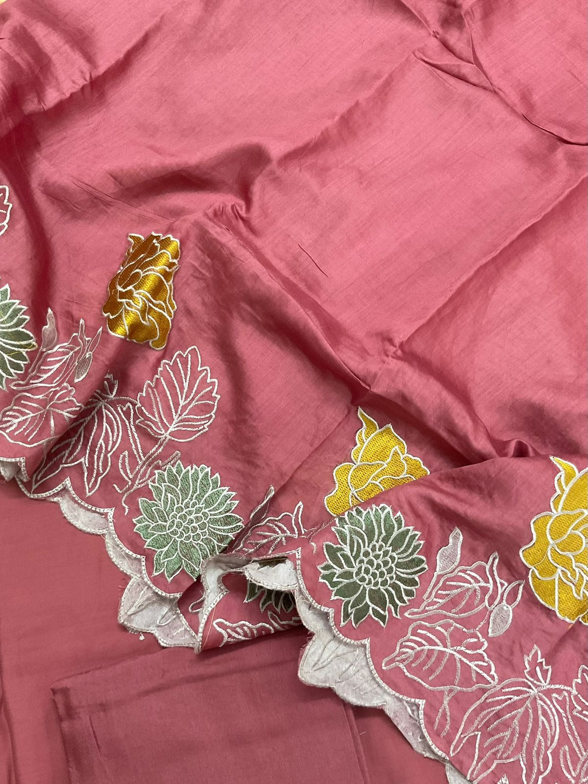Soft Muslin Embroidered Suit - Pink