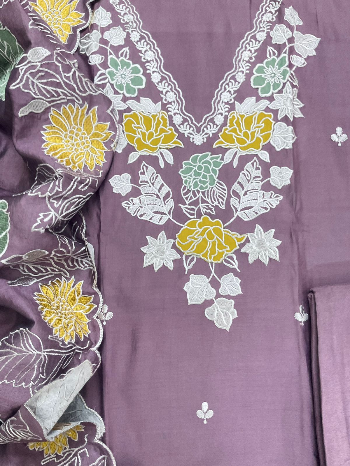 Soft Muslin Embroidered Suit - Purple