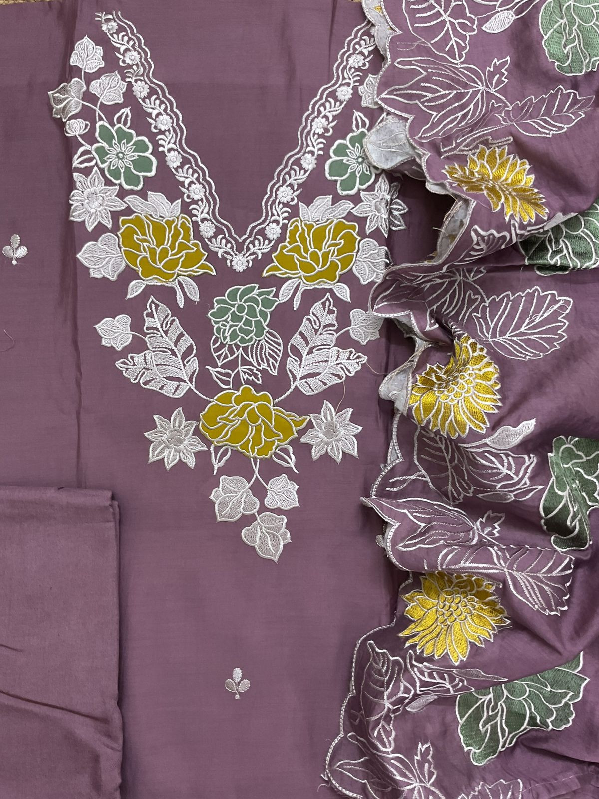 Soft Muslin Embroidered Suit - Purple