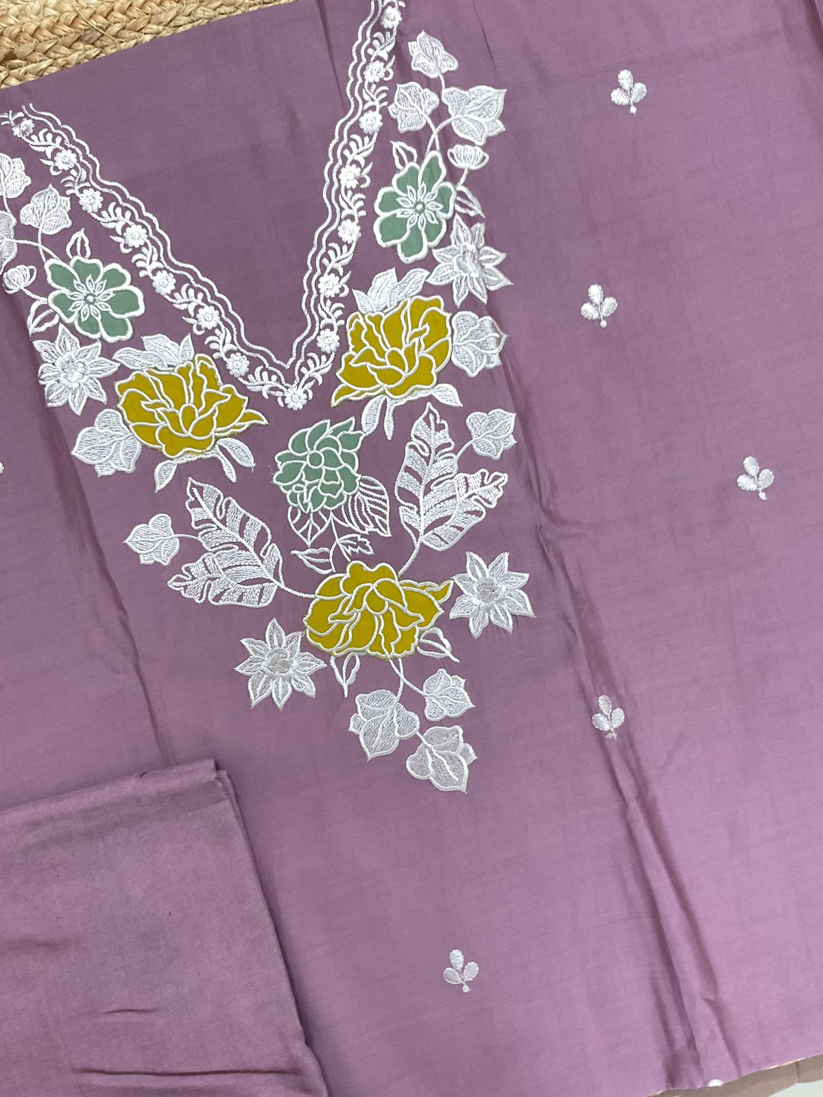 Soft Muslin Embroidered Suit - Purple