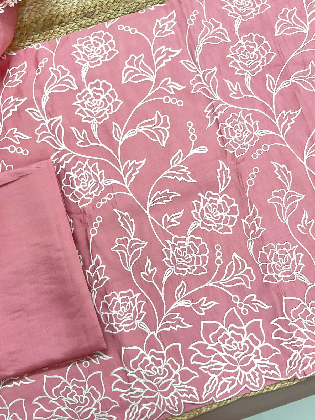 Soft Muslin Embroidered Suit - Pink