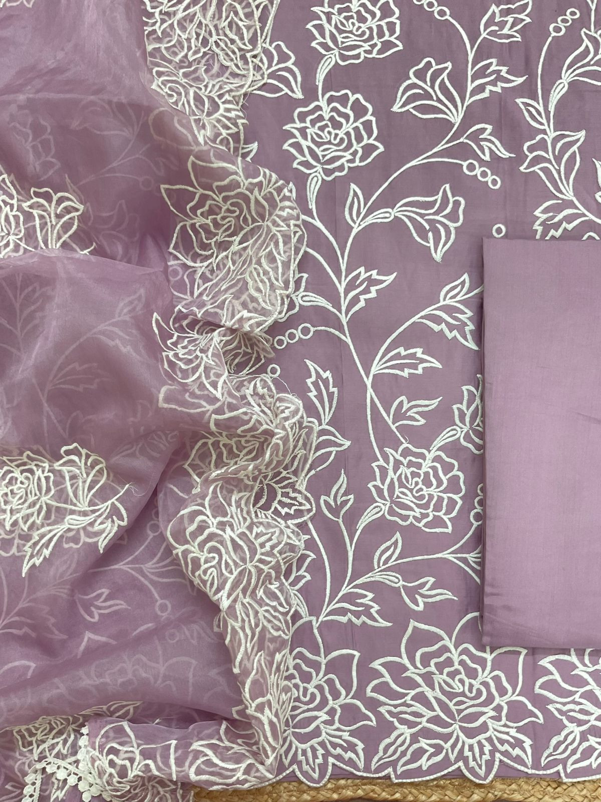 Soft Muslin Embroidered Suit - Purple