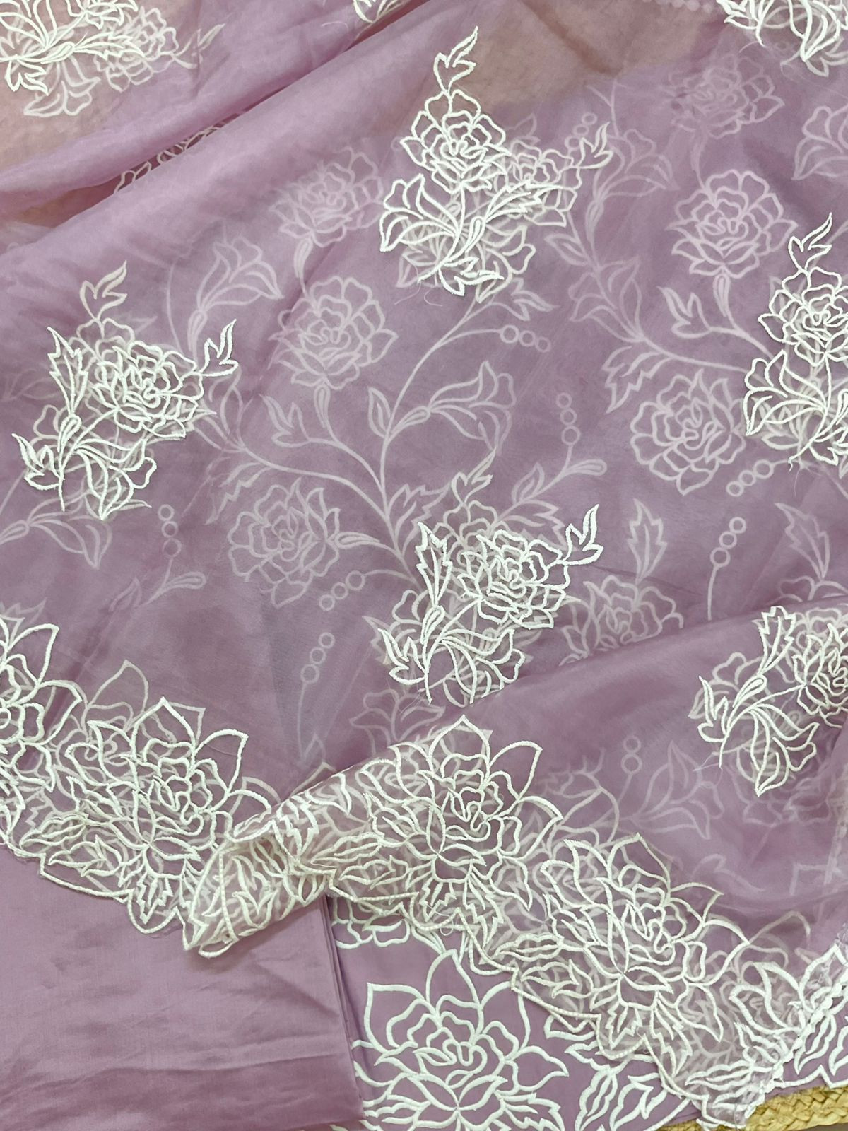 Soft Muslin Embroidered Suit - Purple