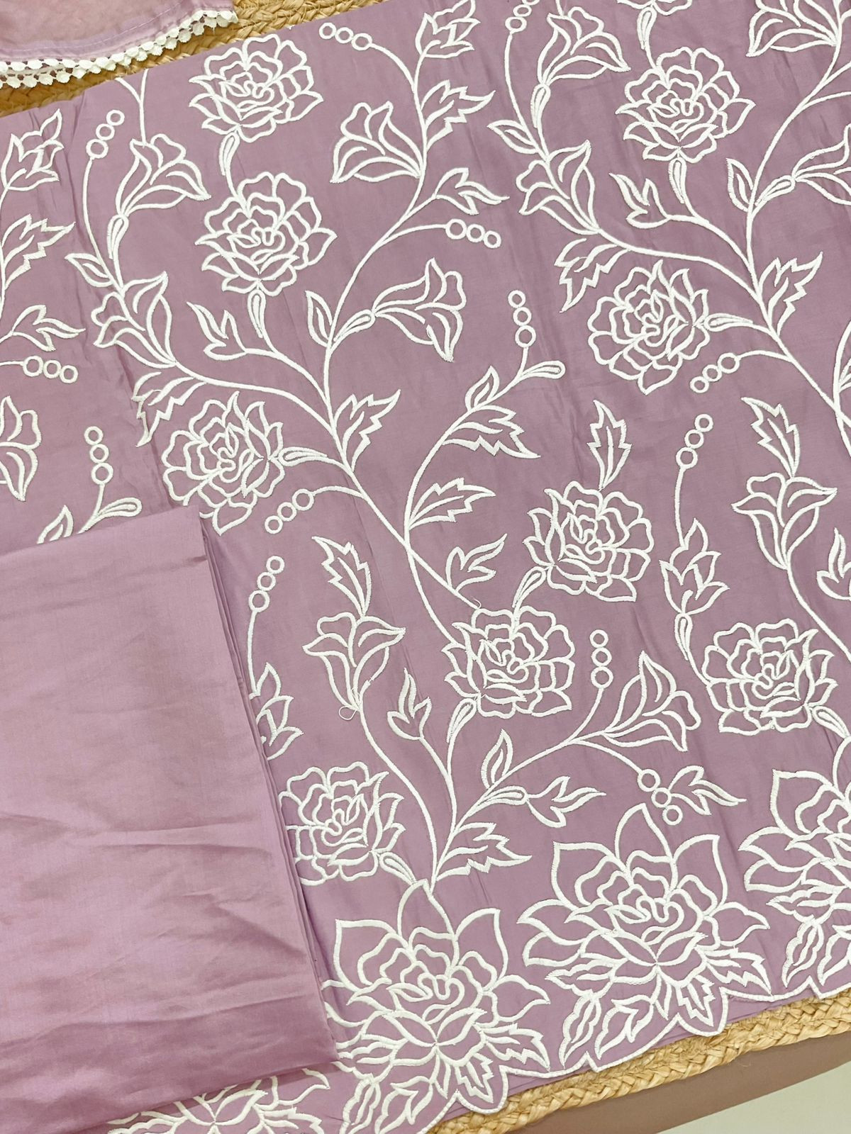 Soft Muslin Embroidered Suit - Purple