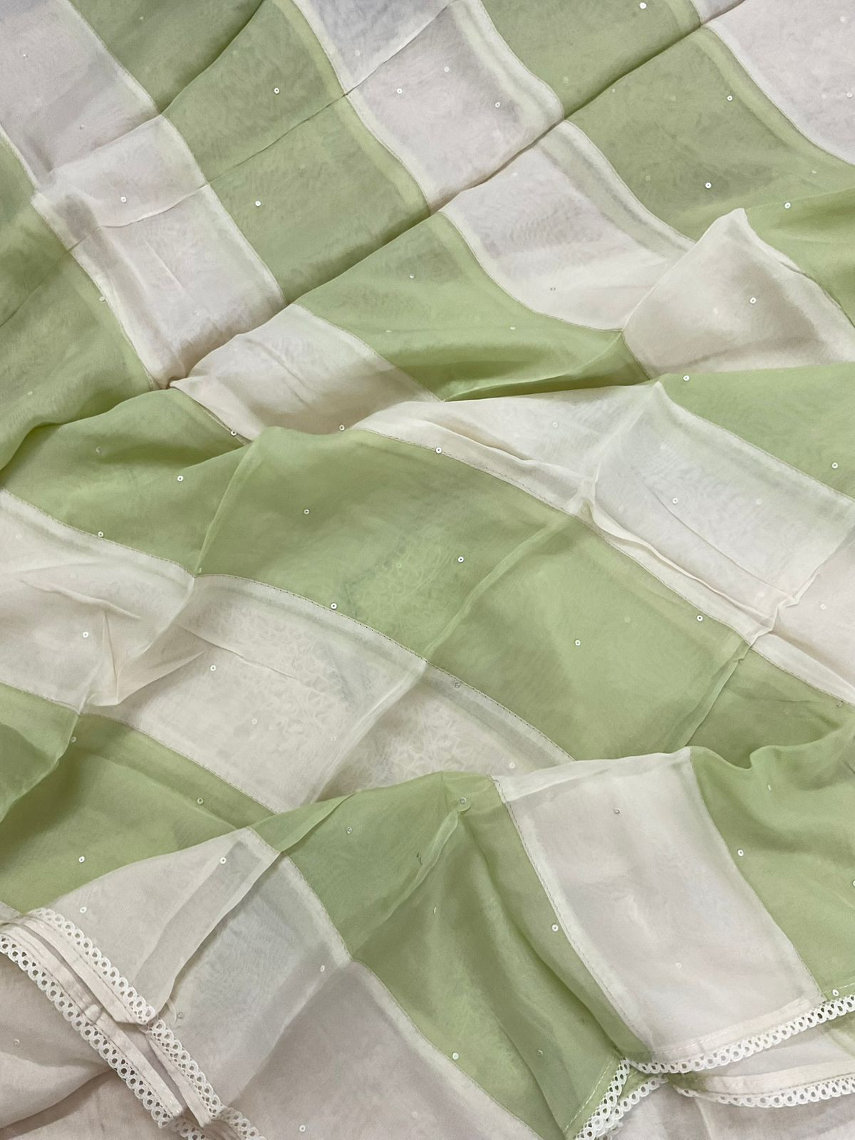 Soft Fine Organza Embroidered Suit - Off White