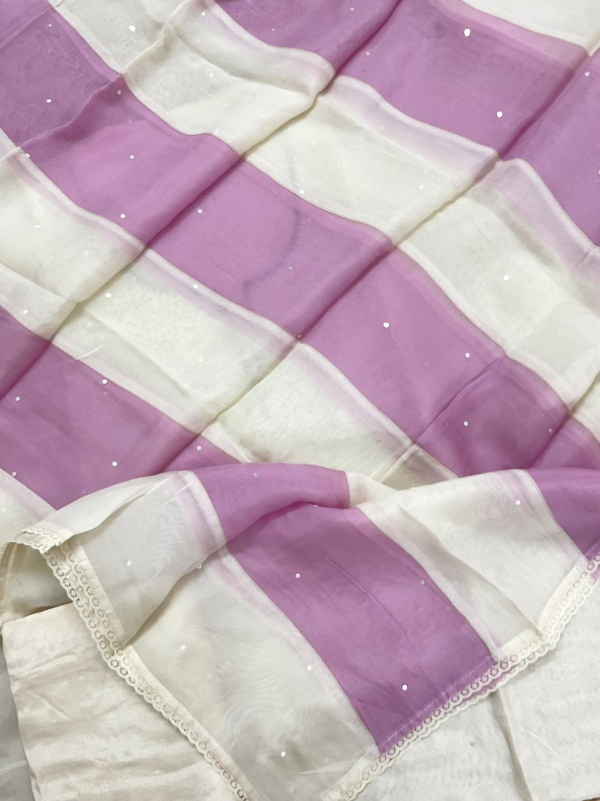 Soft Fine Organza Embroidered Suit - Off White