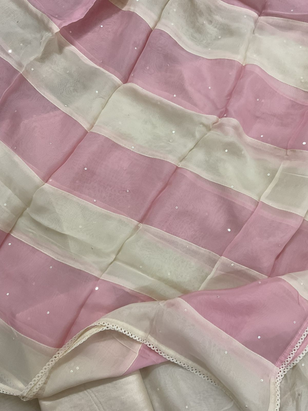 Soft Fine Organza Embroidered Suit - Off White