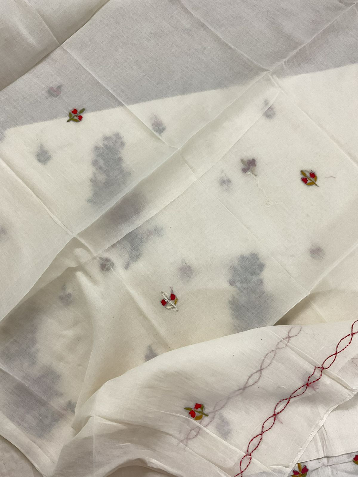 Pure Cotton Embroidered Suit - Off White