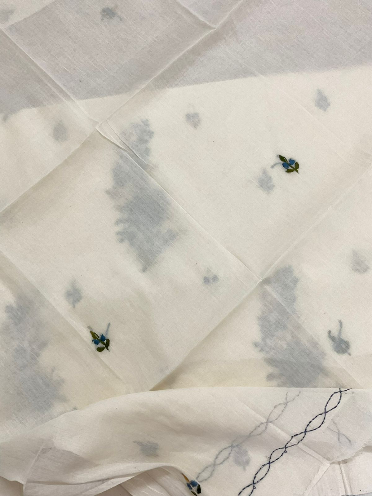 Pure Cotton Embroidered Suit - Off White