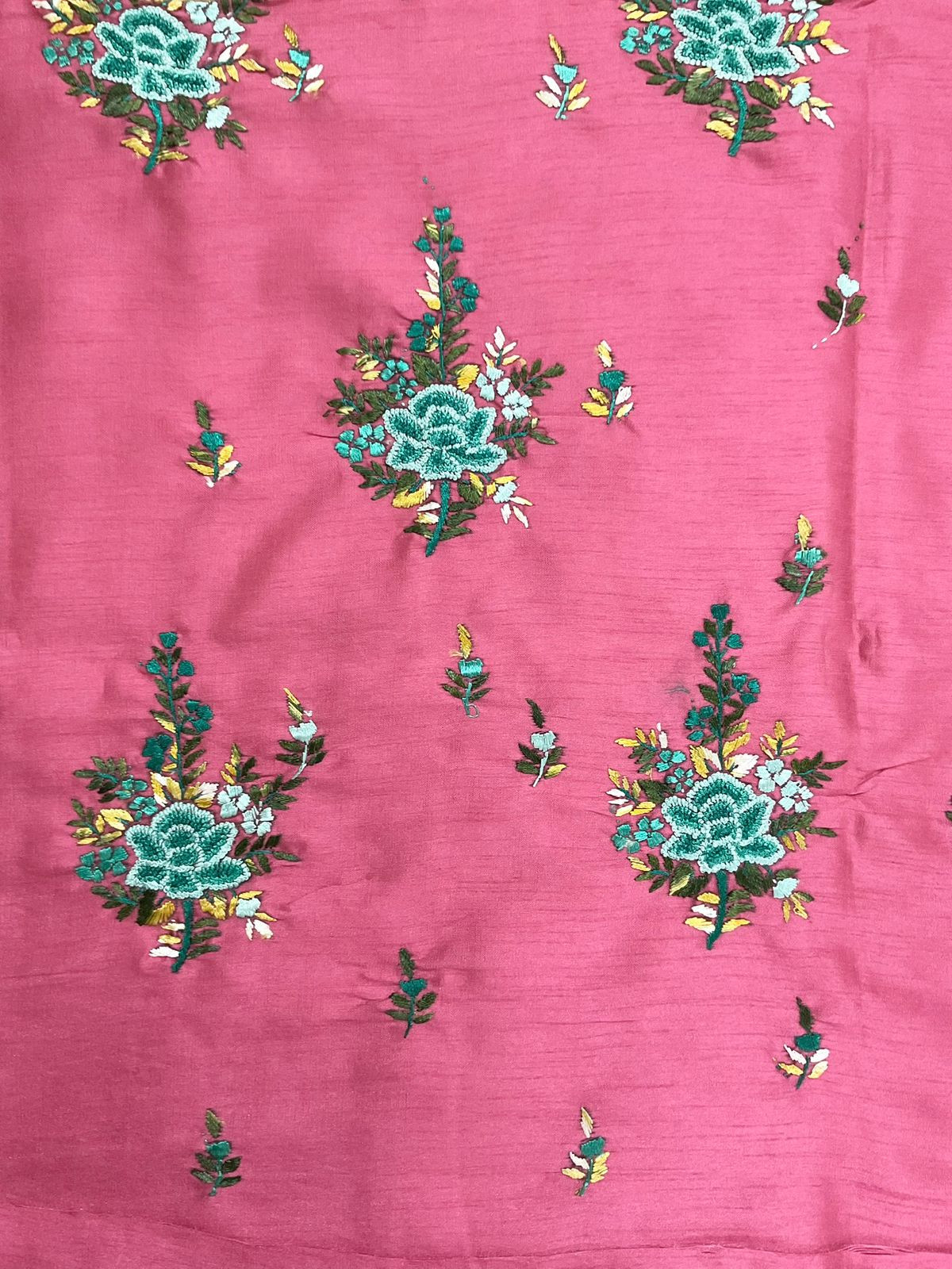 Soft Fine Tussar Embroidered Only Kurta Fabric - Pink