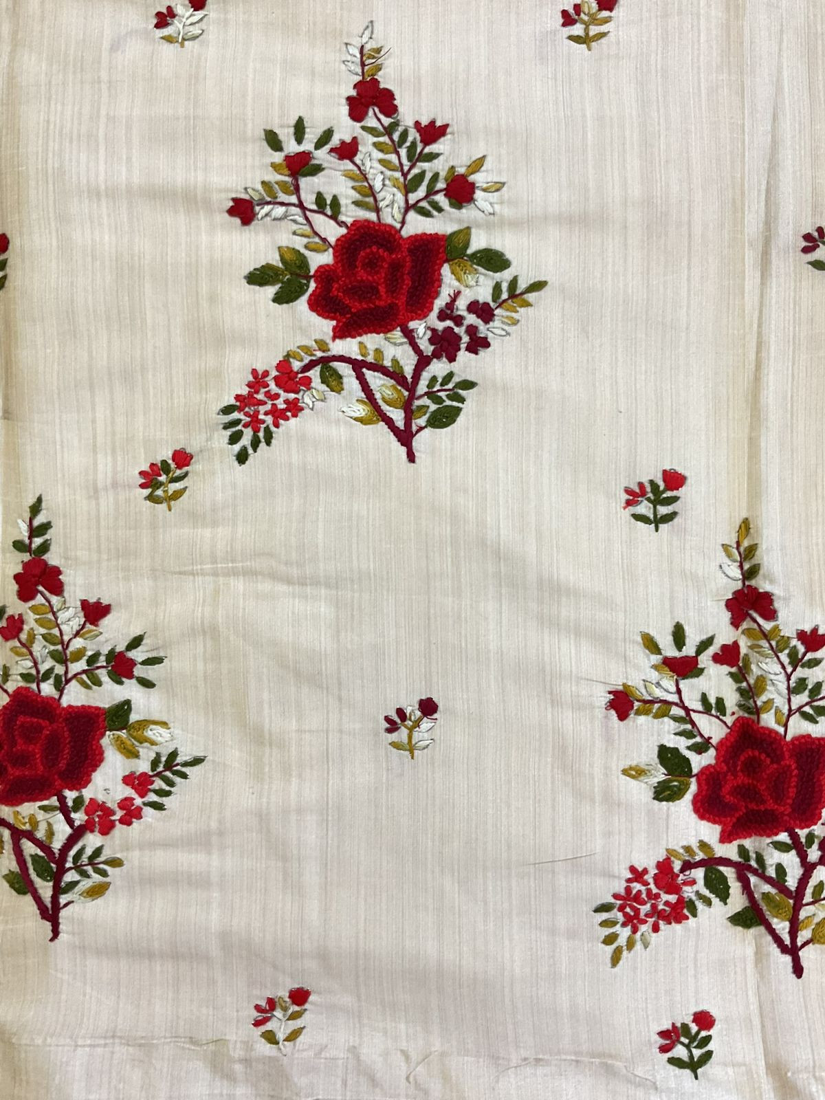 Soft Fine Tussar Embroidered Only Kurta Fabric - Beige