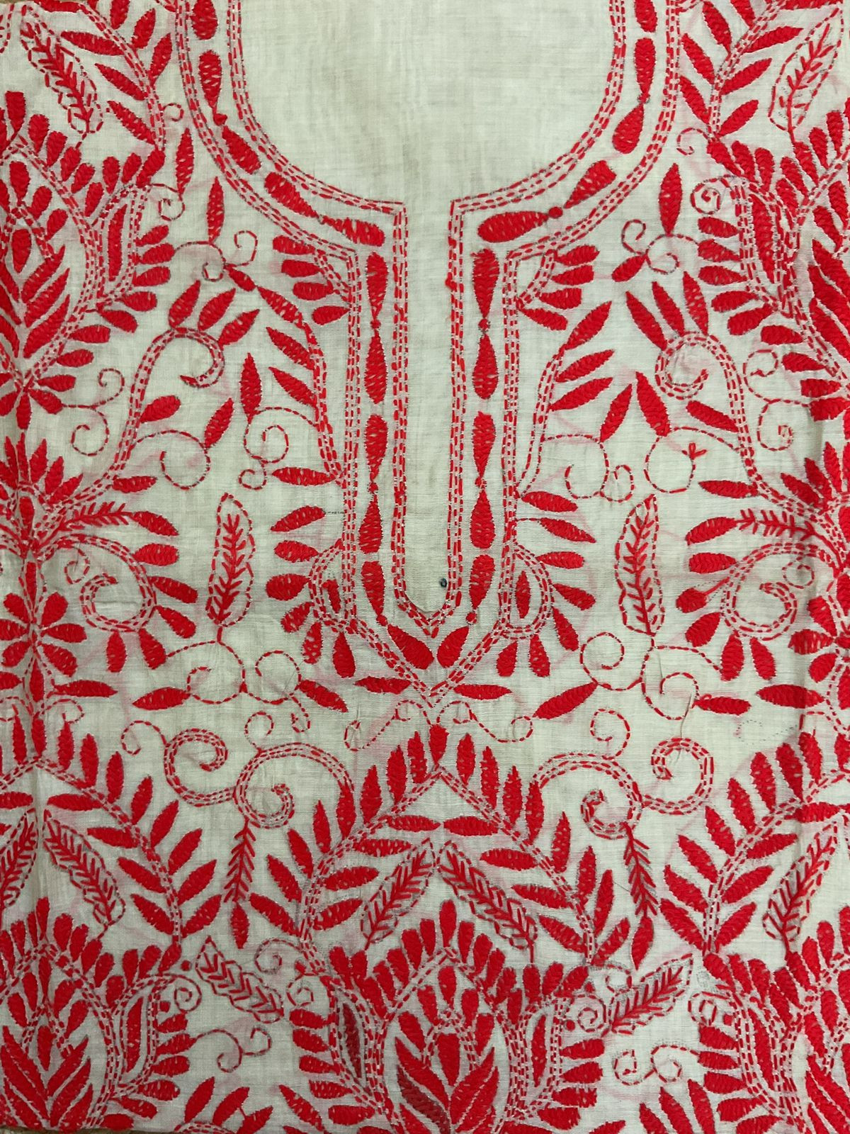 Soft Fine Tussar Embroidered Only Kurta Fabric - Beige