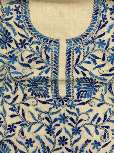 Image of Soft Fine Tussar Embroidered Only Kurta Fabric - Beige