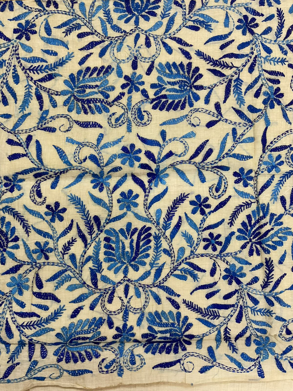 Soft Fine Tussar Embroidered Only Kurta Fabric - Beige