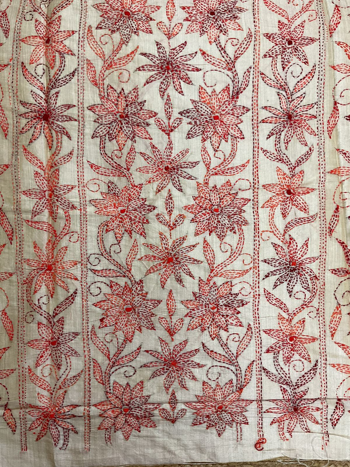 Soft Fine Tussar Embroidered Only Kurta Fabric - Beige