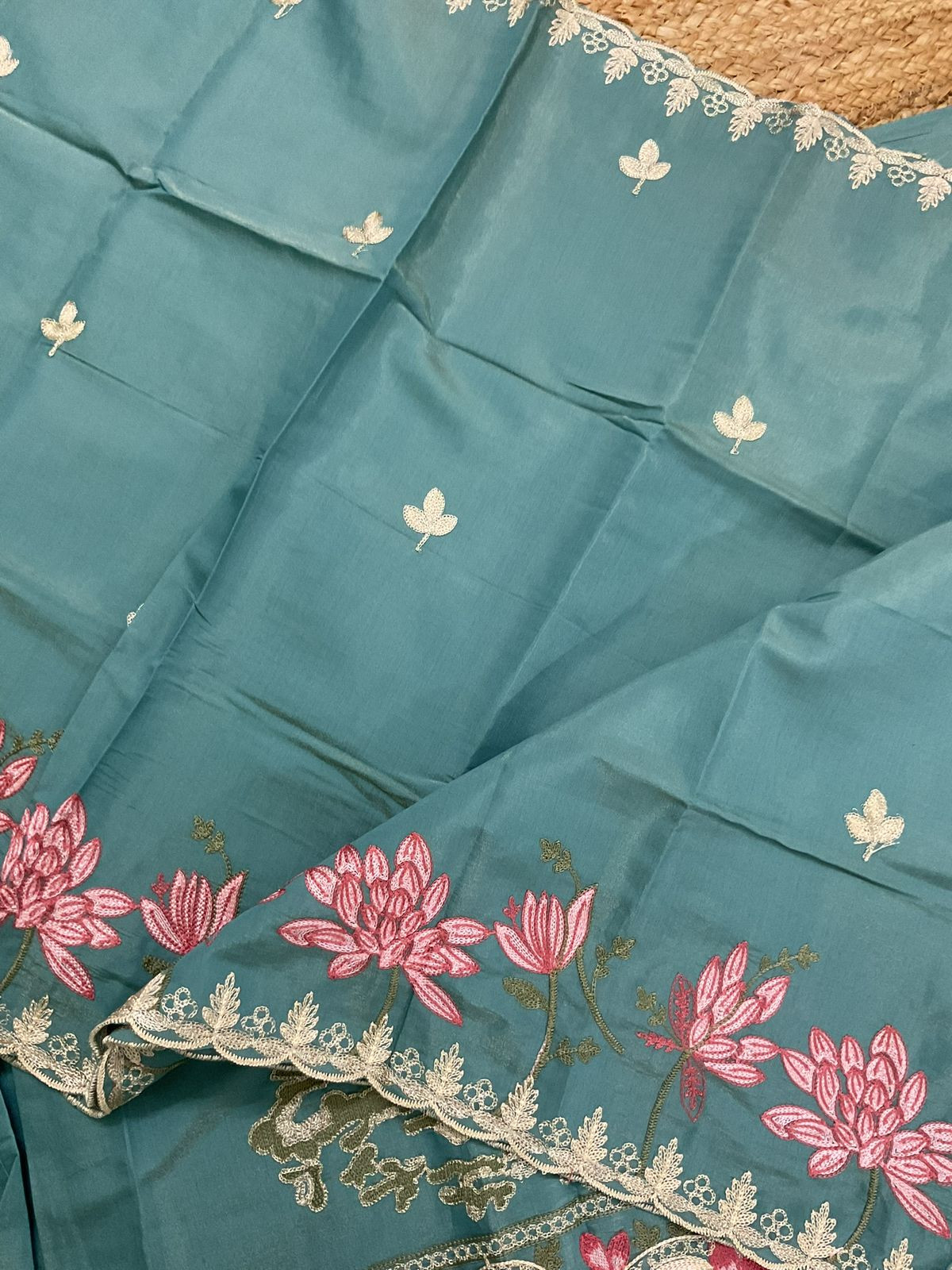 Soft Tissue Chanderi Embroidered Suit - Blue