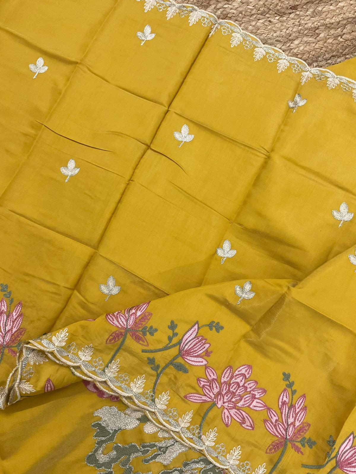 Soft Tissue Chanderi Embroidered Suit - Yellow