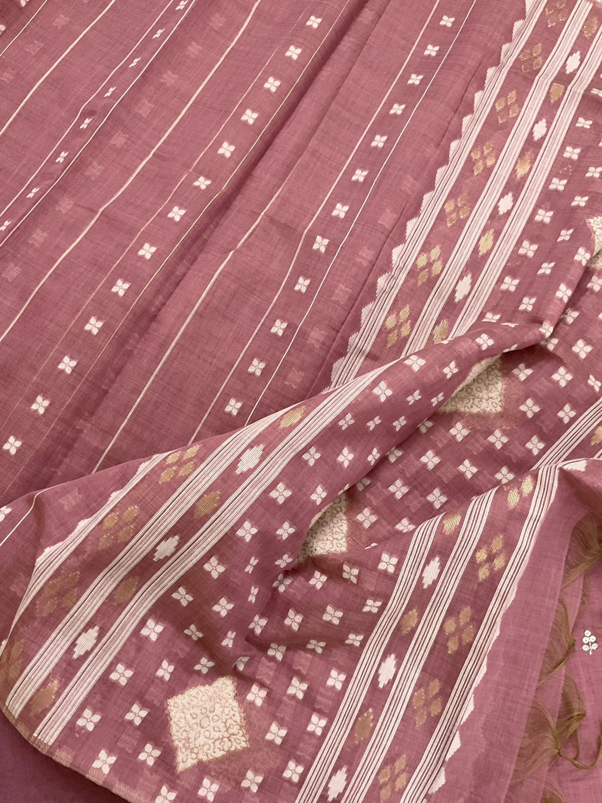 Soft Slub Chanderi Jamdani Weaved Embroidered Suit - Pink