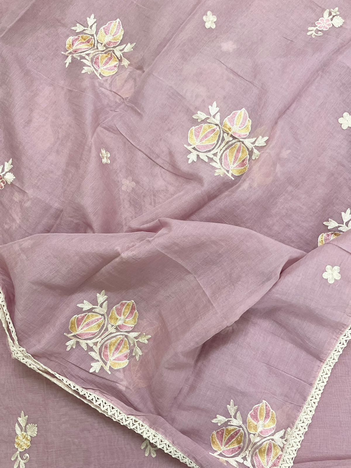 Pure Chanderi Embroidered Suit - Onion Pink