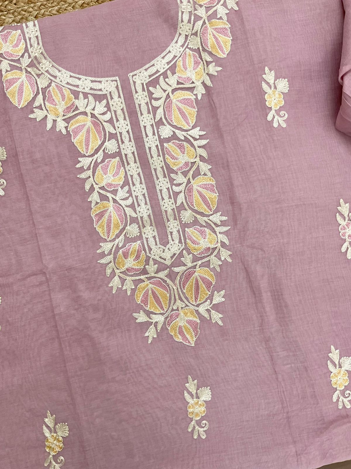 Pure Chanderi Embroidered Suit - Onion Pink
