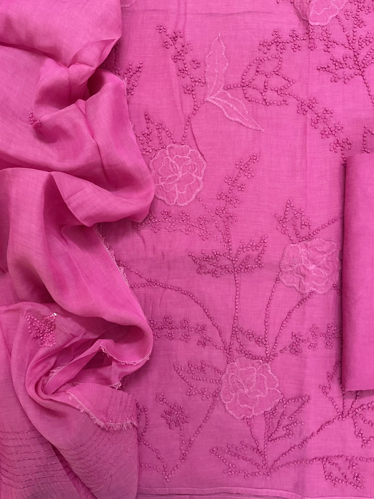 Pure Chanderi Embroidered Suit - Pink