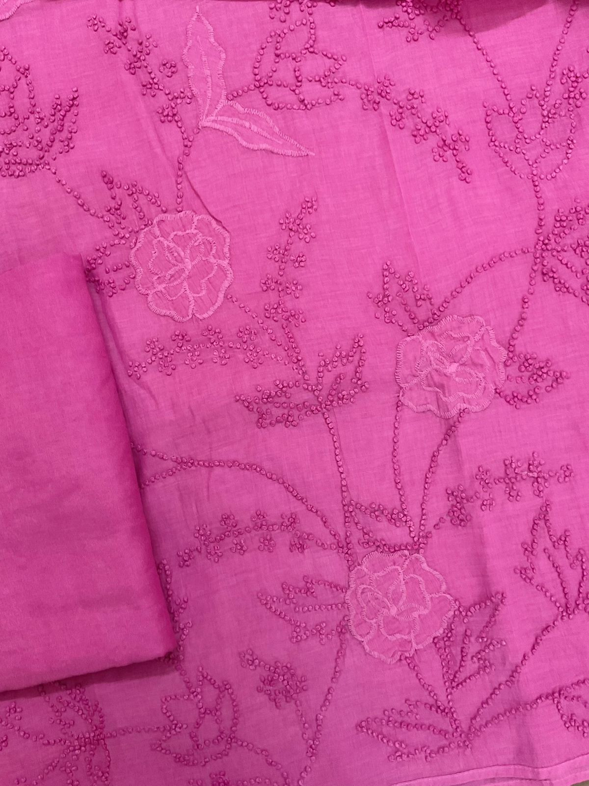 Pure Chanderi Embroidered Suit - Pink