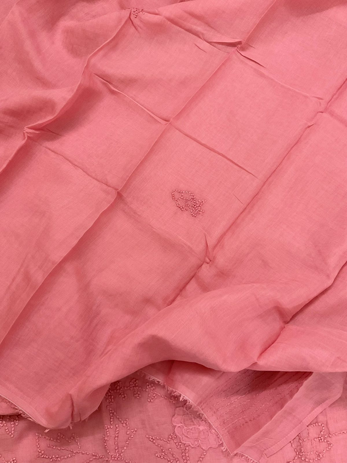 Pure Chanderi Embroidered Suit - Peach