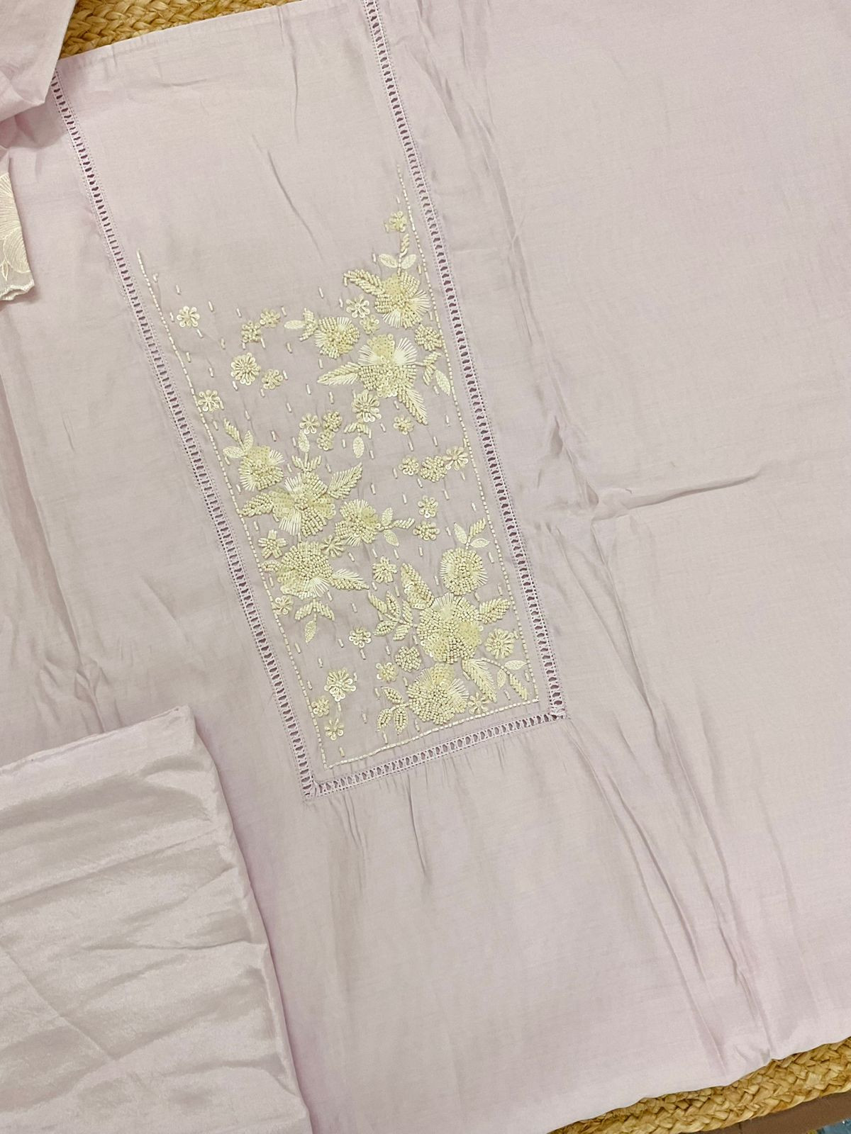 Pure Muslin Embroidered Suit - Lilac