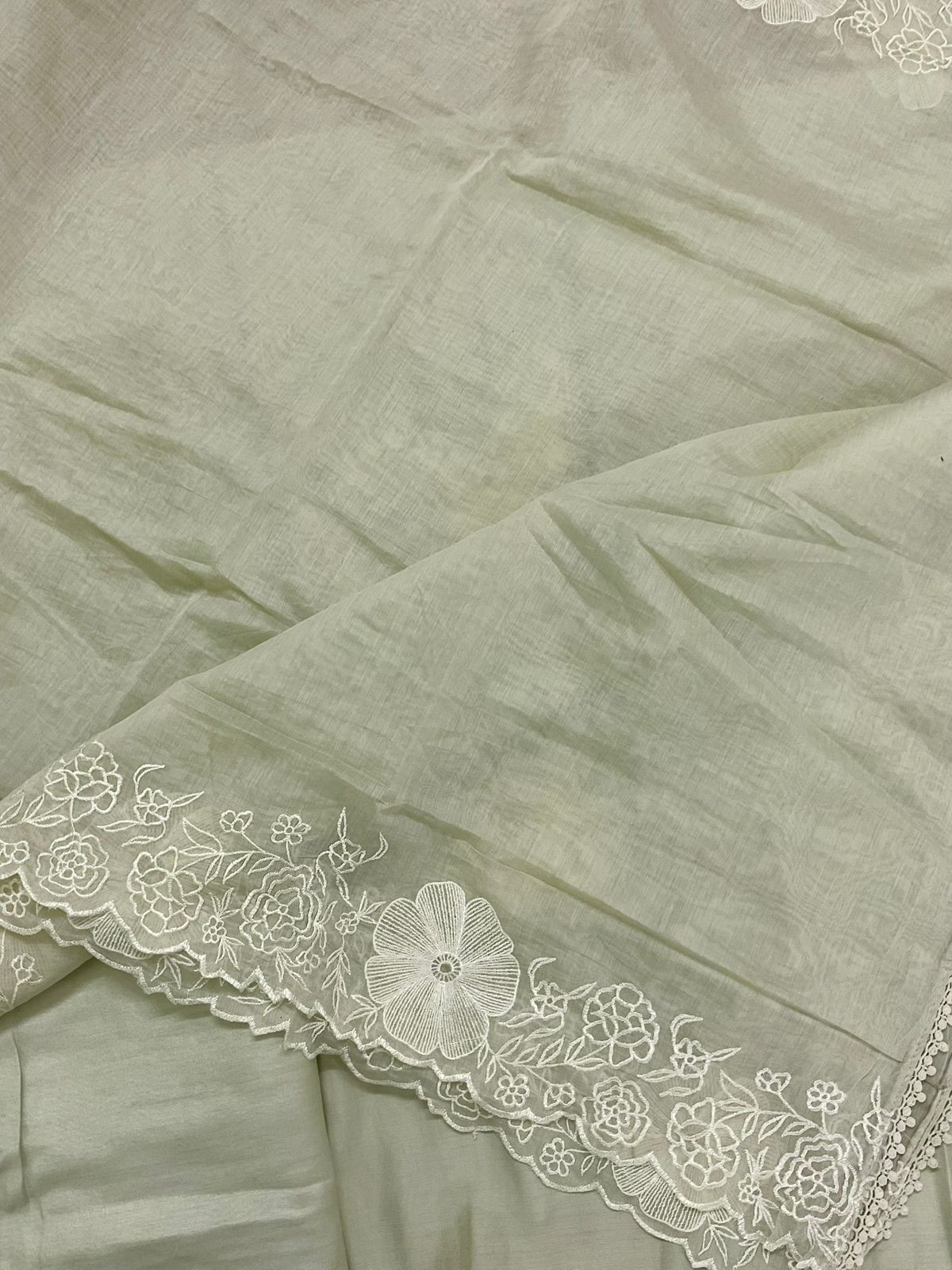 Pure Muslin Embroidered Suit - Green