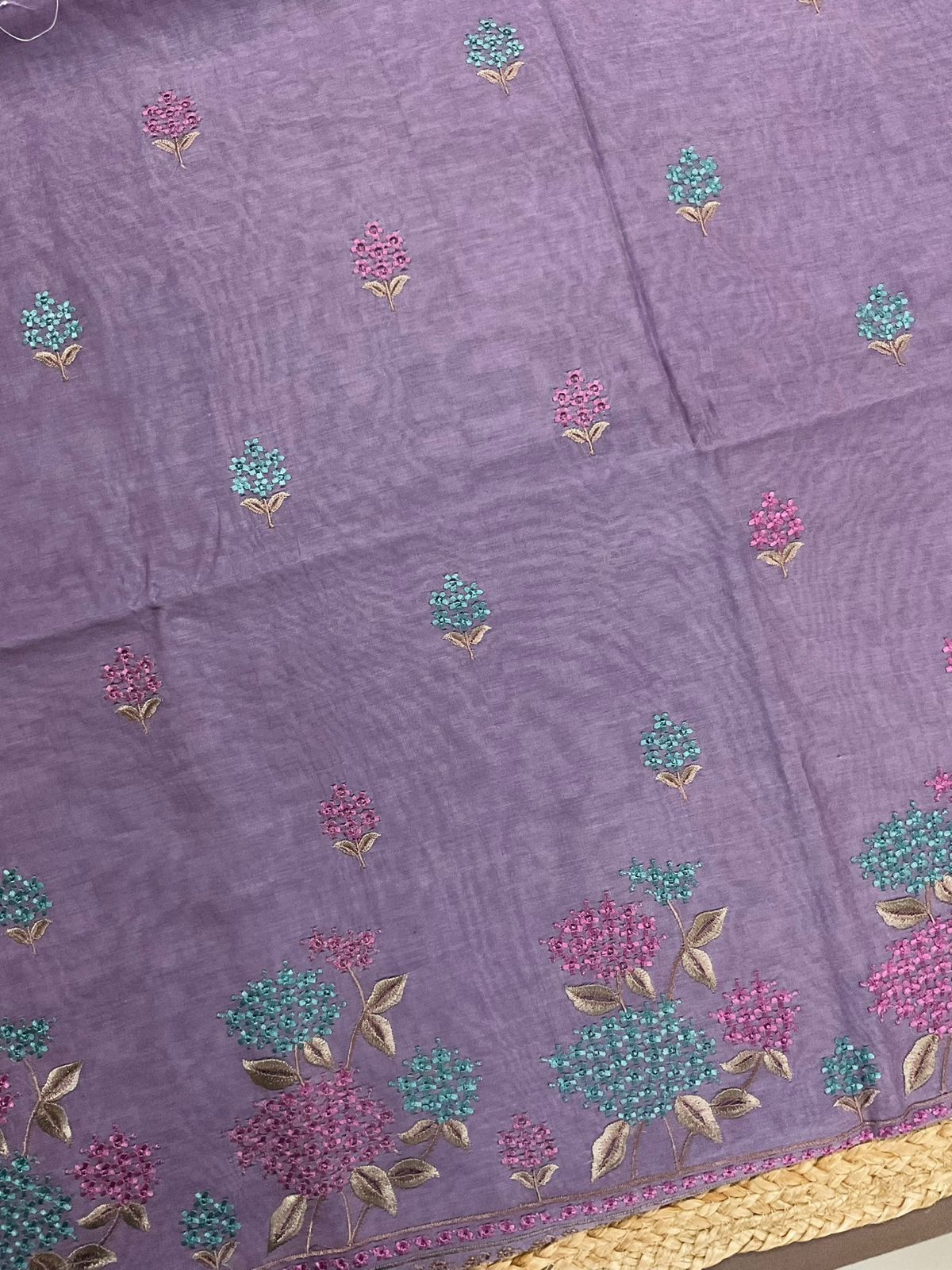 Pure Chanderi Embroidered Suit - Purple