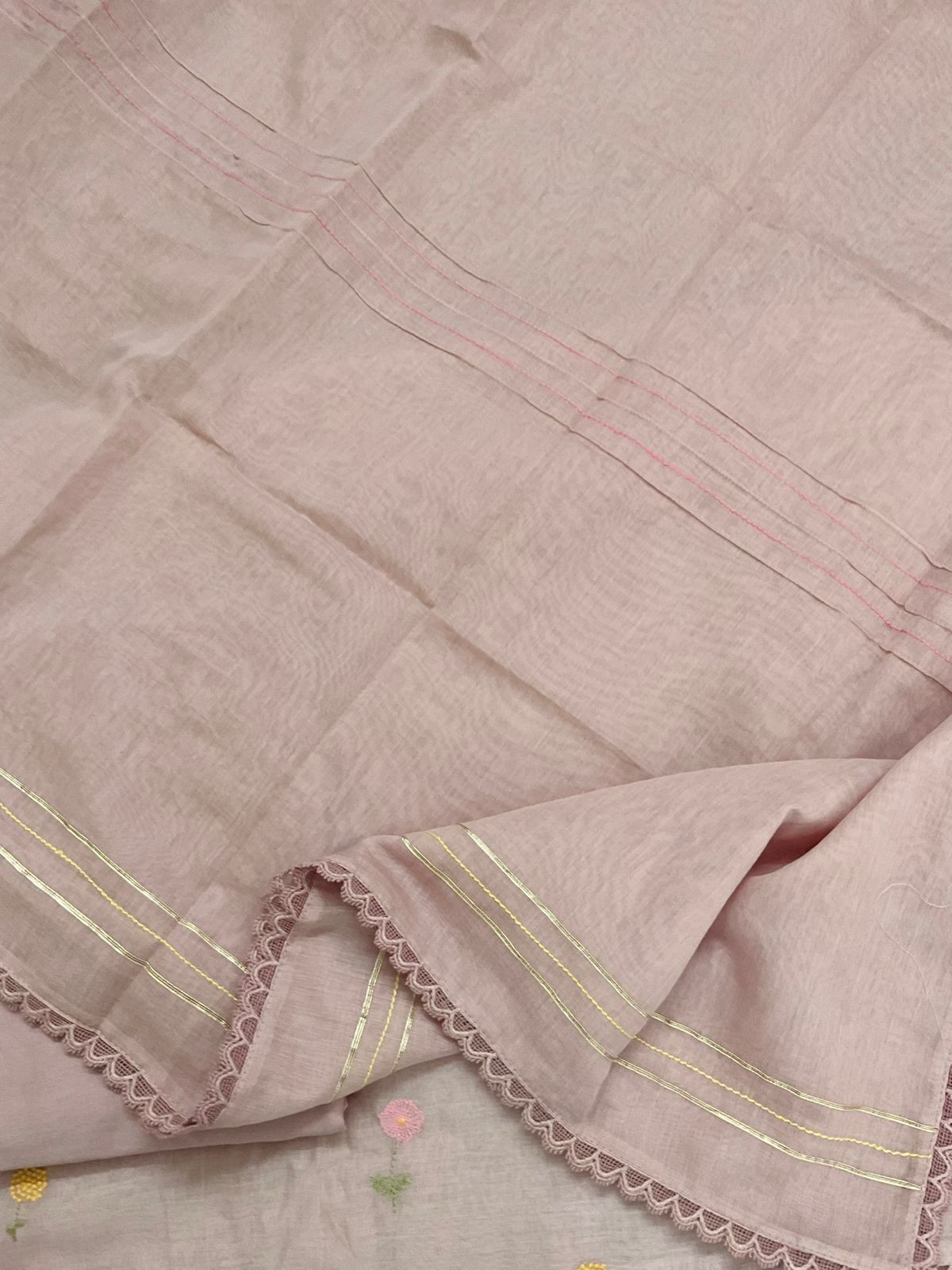 Pure Mul Chanderi Embroidered Suit - Onion Pink