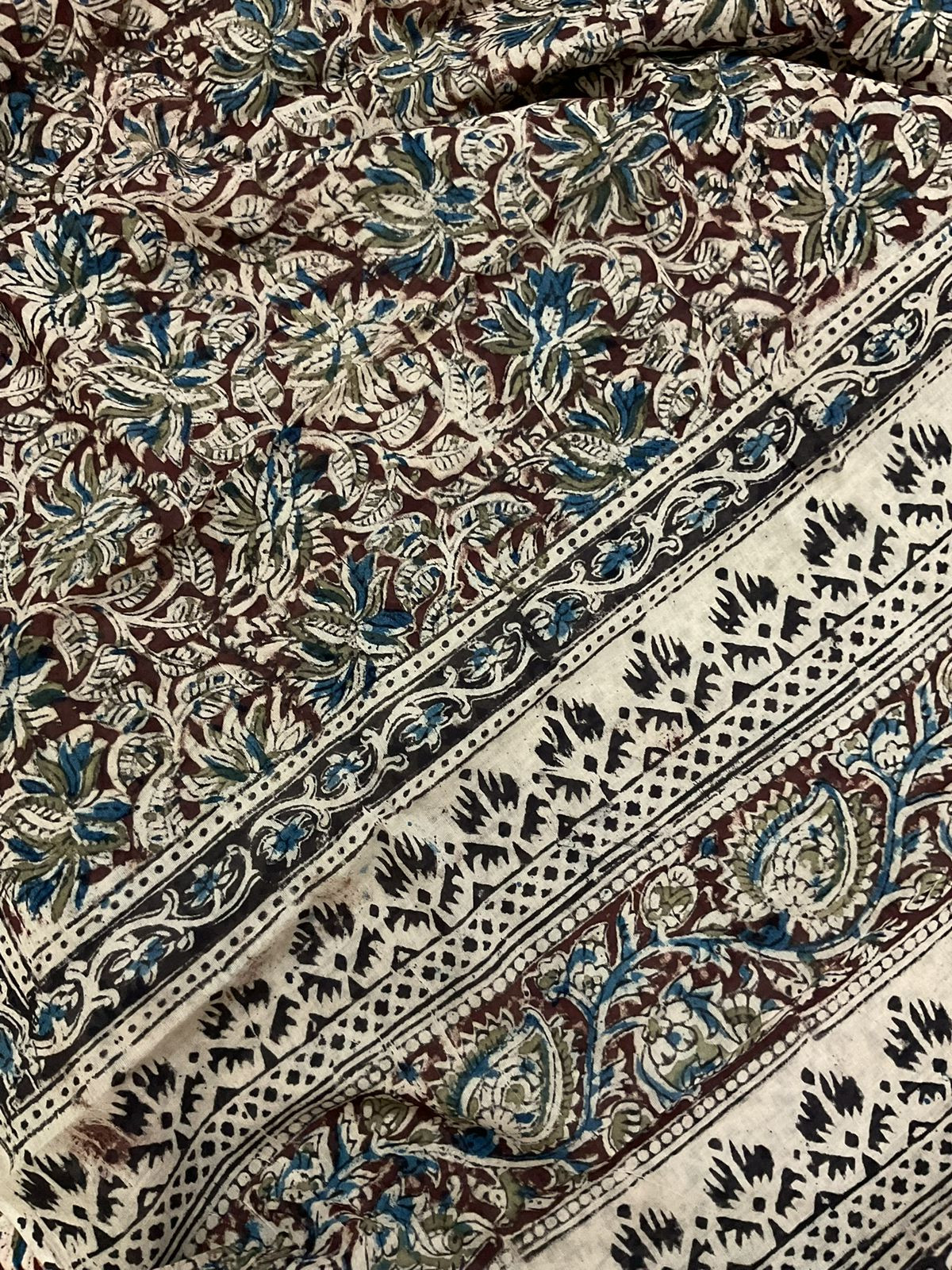 Pure Handloom Cotton Self Weaved Printed Suit - Green