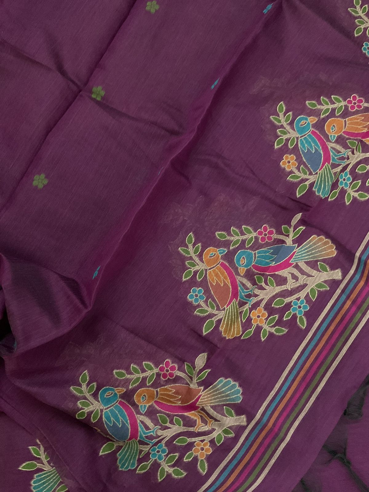 Soft Slub Chanderi Jamdani Weaved Suit - Purple