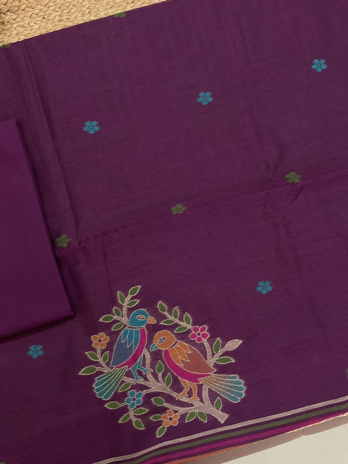 Soft Slub Chanderi Jamdani Weaved Suit - Purple