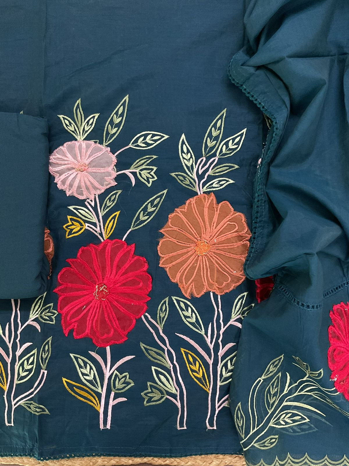 Soft Chanderi Embroidered Suit - Blue