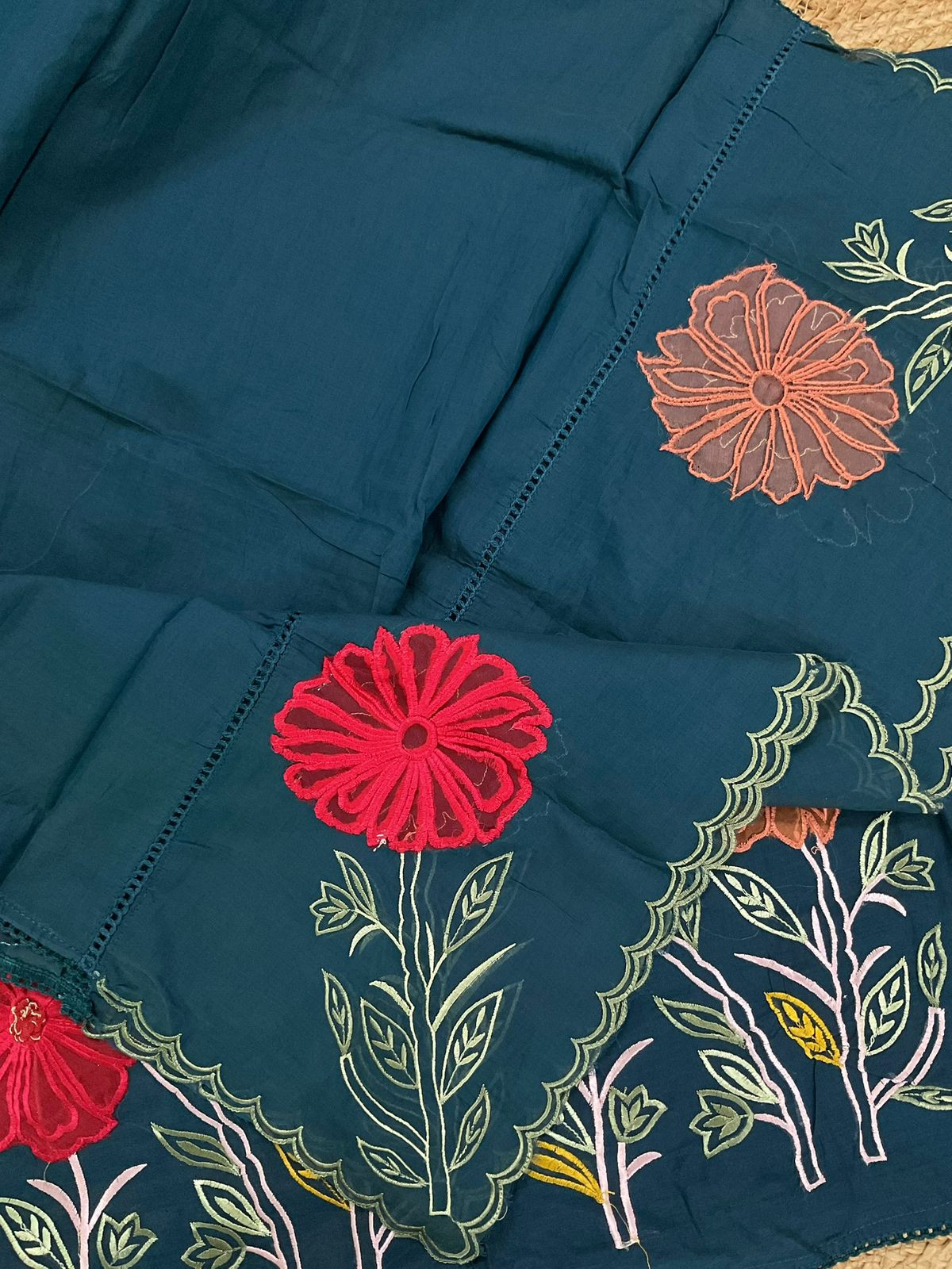 Soft Chanderi Embroidered Suit - Blue