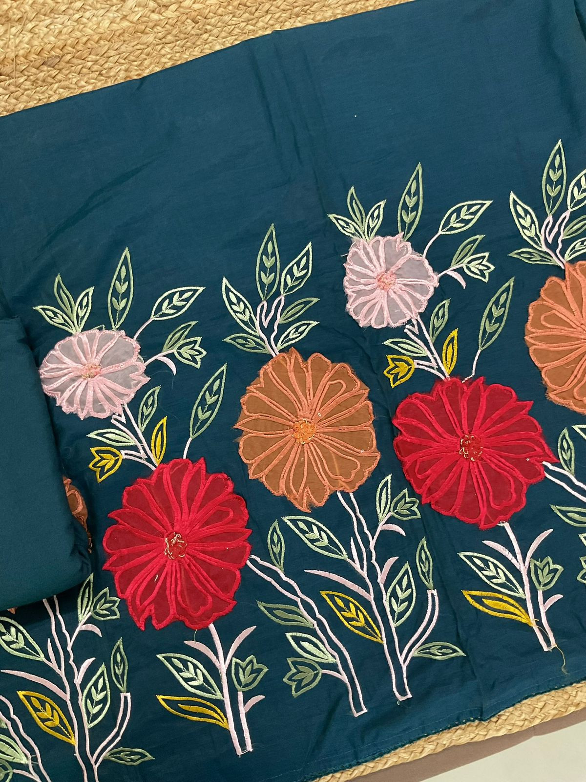 Soft Chanderi Embroidered Suit - Blue