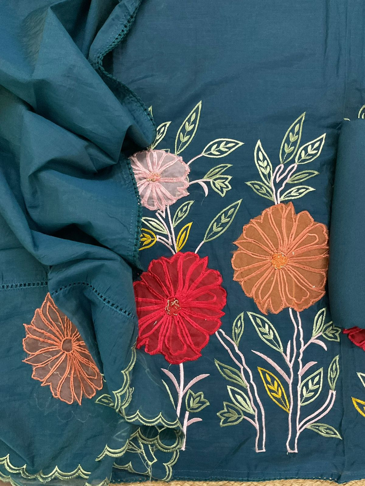 Soft Chanderi Embroidered Suit - Blue