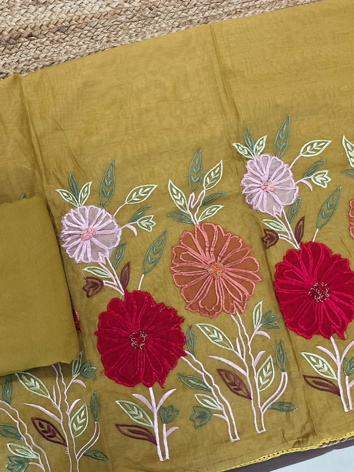 Soft Chanderi Embroidered Suit - Yellow