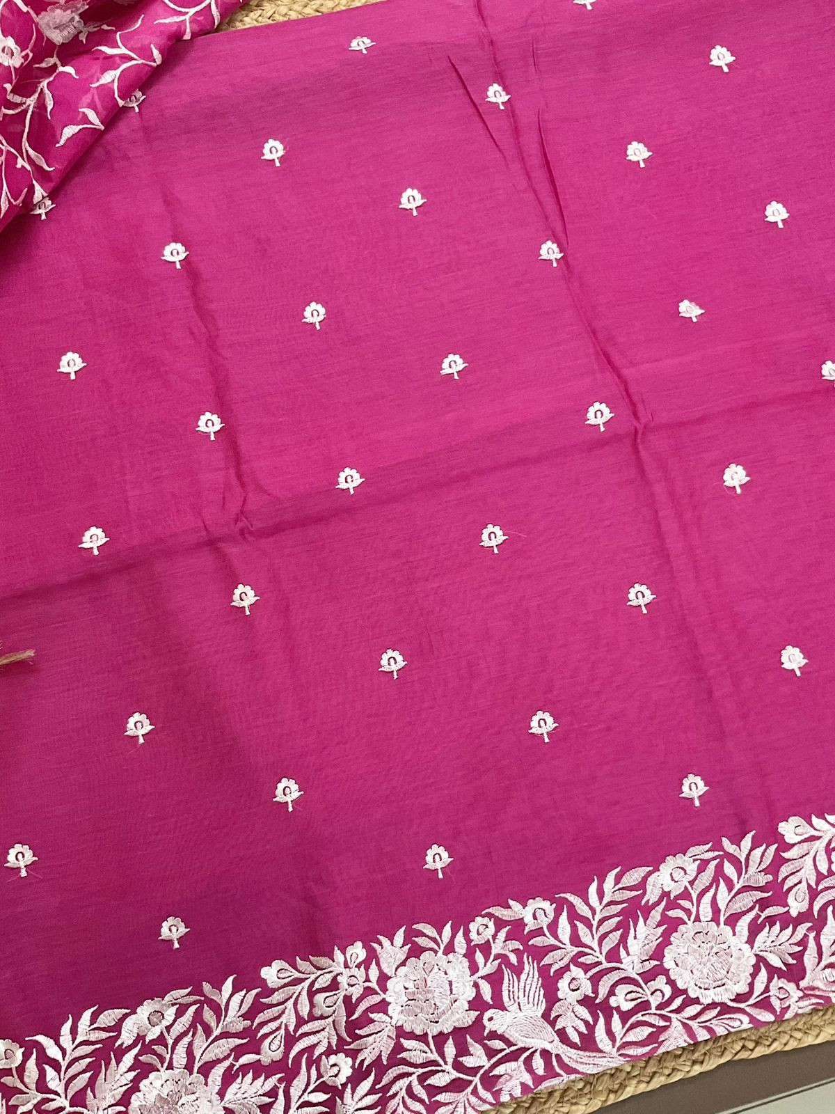 Pure Chanderi Embroidered Suit - Pink