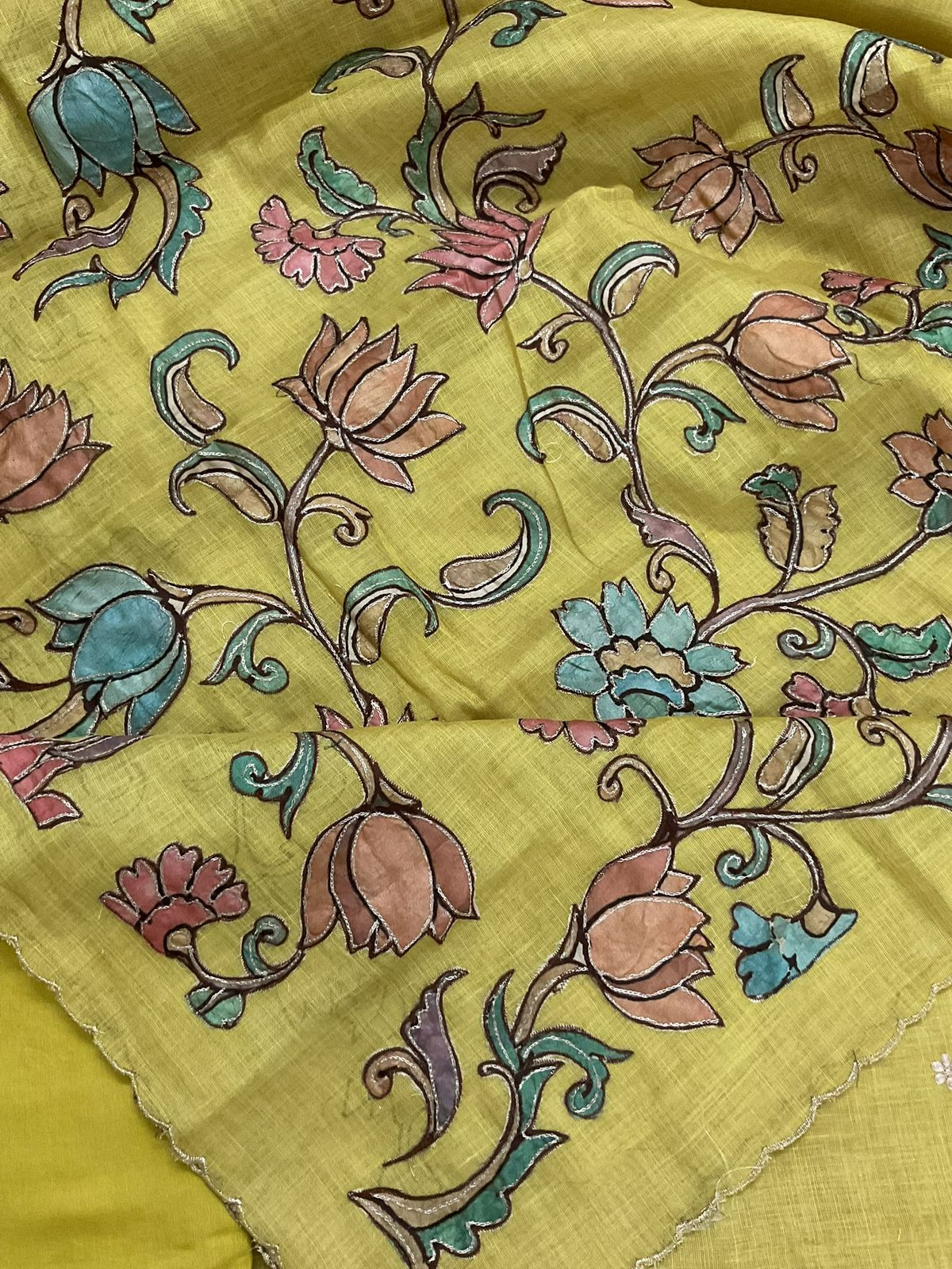 Pure Tissue Slub Cotton Printed Embroidered Suit - Yellow