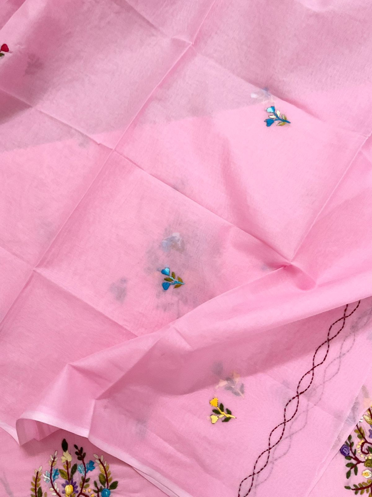 Pure Cotton Embroidered Suit - Pink