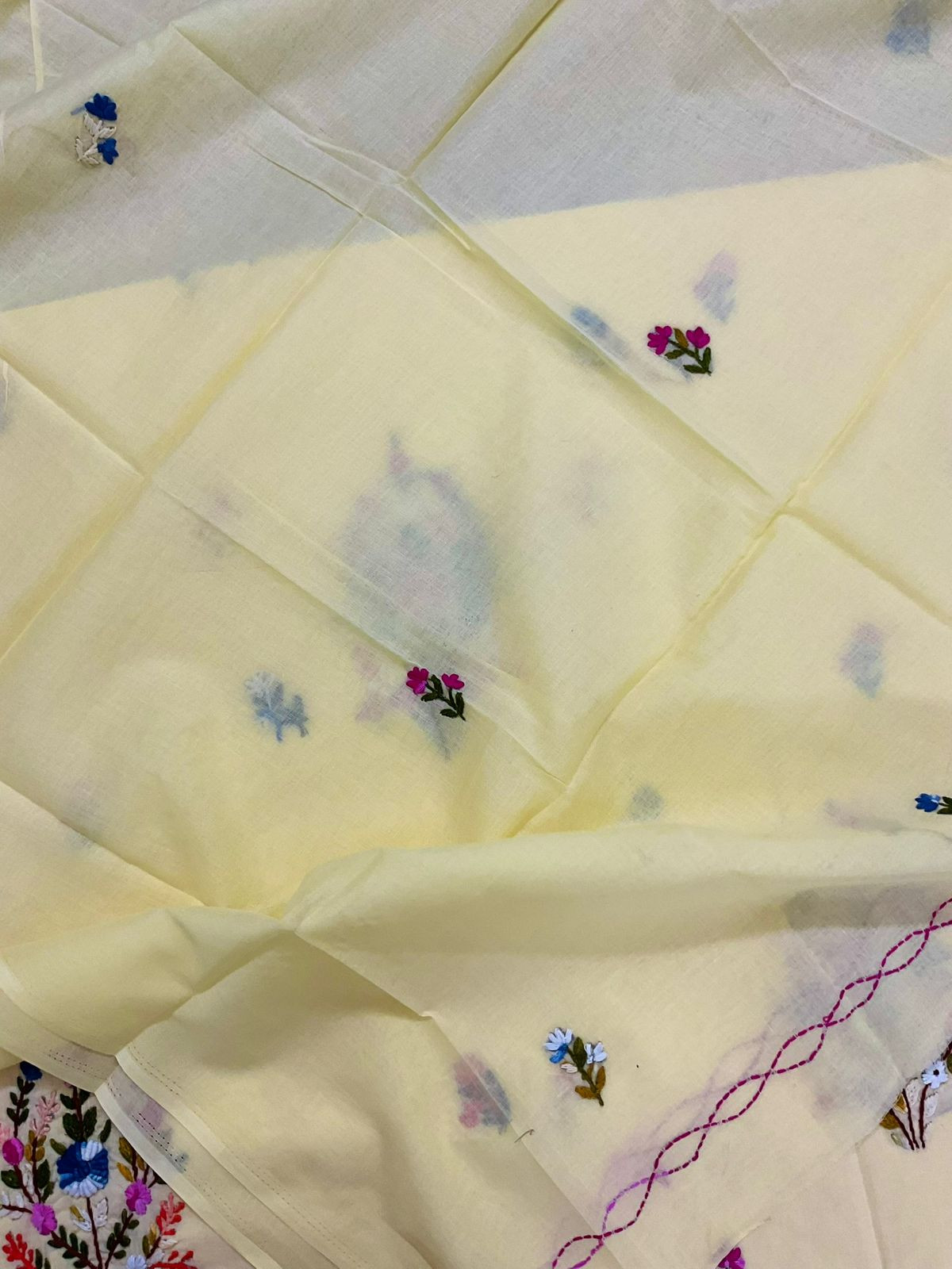 Pure Cotton Embroidered Suit - Yellow