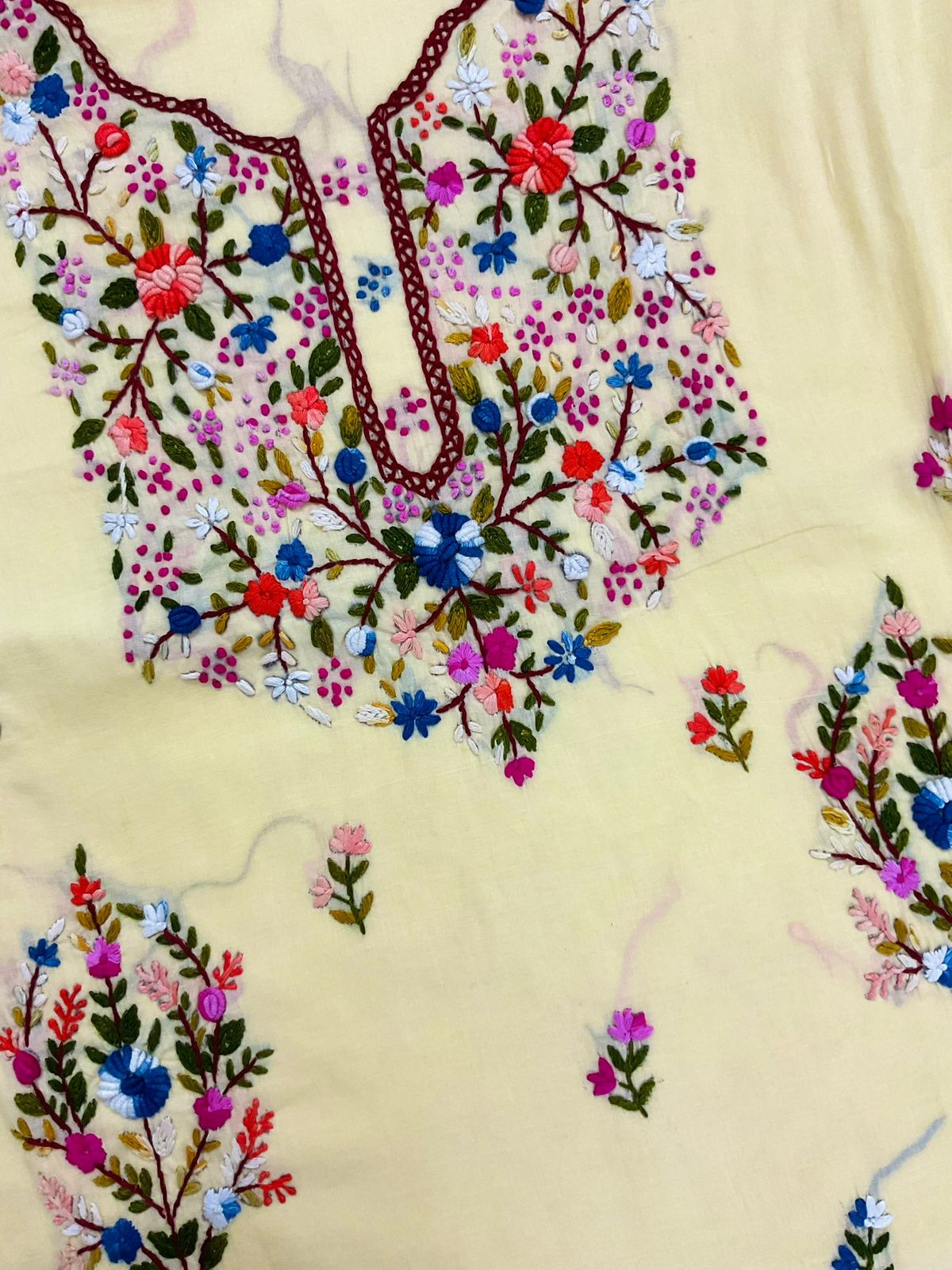 Pure Cotton Embroidered Suit - Yellow