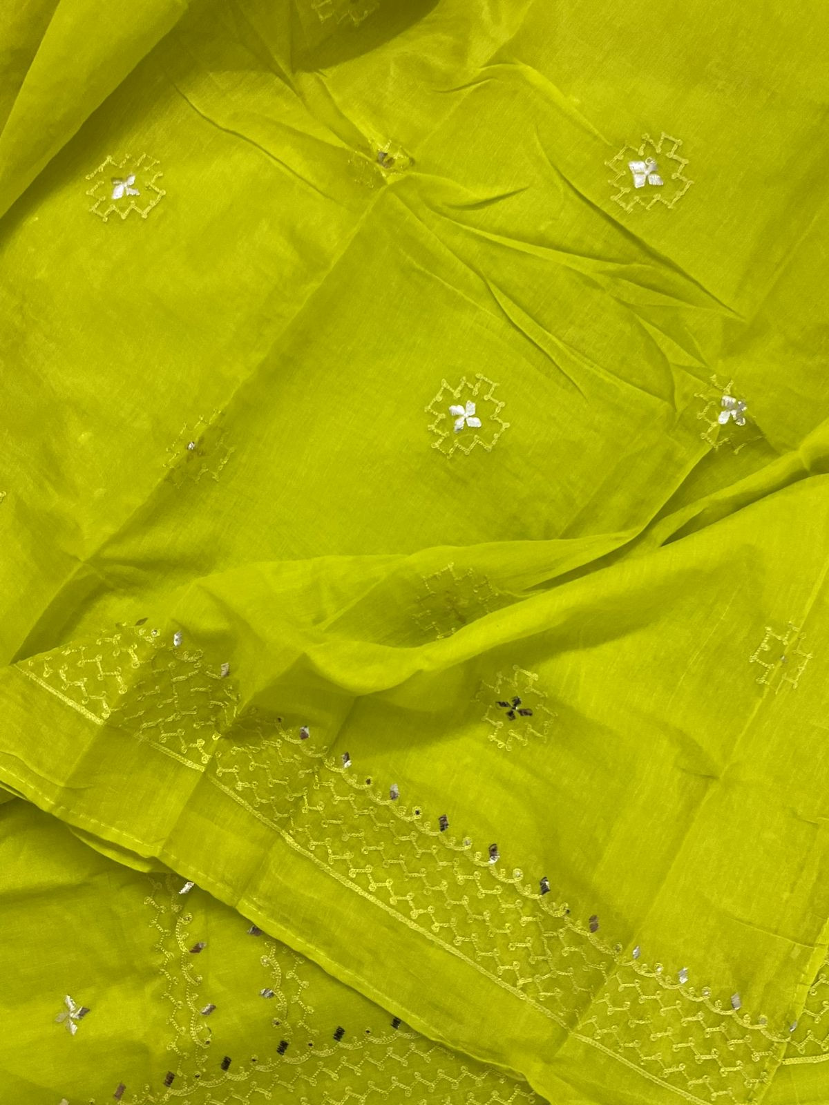 Pure Chanderi Embroidered Suit - Green